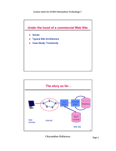 Under the hood of a commercial Web Site Issues Typical Site Architecture