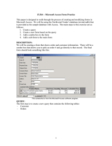 15.564 – Microsoft Access Form Practice