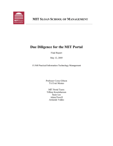 Due Diligence for the MIT Portal MIT S M