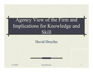 Agency View of the Firm and Implications for Knowledge and Skill David Dreyfus