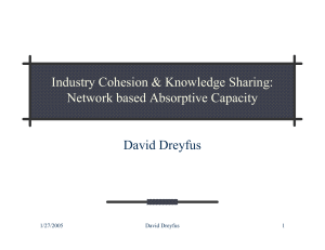 Industry Cohesion &amp; Knowledge Sharing: Network based Absorptive Capacity David Dreyfus 1/27/2005