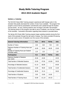 Study Skills Tutoring Program 2014-2015 Academic Report  Section 1: Tutoring