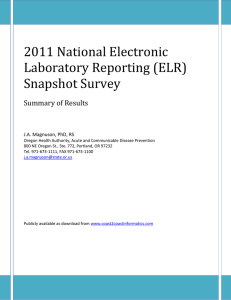 2011 National Electronic Laboratory Reporting (ELR) Snapshot Survey