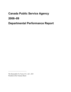 Canada Public Service Agency 2008–09 Departmental Performance Report