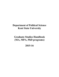 Department of Political Science Kent State University  Graduate Studies Handbook