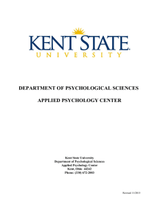 DEPARTMENT OF PSYCHOLOGICAL SCIENCES APPLIED PSYCHOLOGY CENTER
