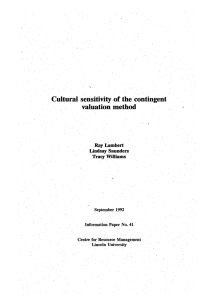 Cultural  sensitivity of the contingent valuation method Lambert Ray