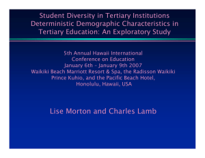 Student Diversity in Tertiary Institutions Deterministic Demographic Characteristics in