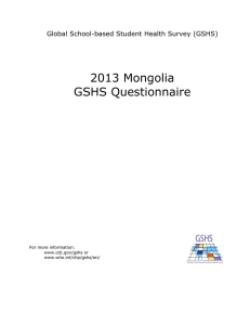 2013 Mongolia GSHS Questionnaire Global School-based Student Health Survey (GSHS)
