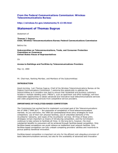 Statement of Thomas Sugrue  From the Federal Communications Commission: Wireless Telecommunications Bureau