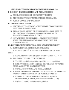 APPLIED ECONOMICS FOR MANAGERS SESSION 13—  II.  INFORMATION ISSUES