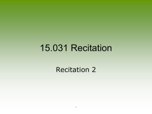 15.031 Recitation Recitation 2 1