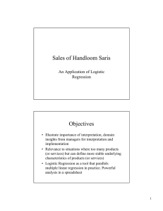 Sales of Handloom Saris Objectives An Application of Logistic Regression