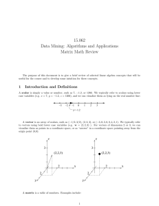 15.062 Data Mining: Algorithms and Applications Matrix Math Review