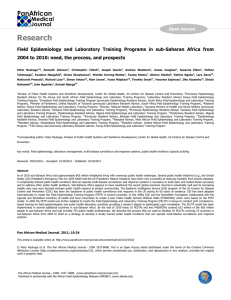 Field  Epidemiology  and  Laboratory  Training ... 2004 to 2010: need, the process, and prospects