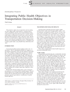 S Integrating Public Health Objectives in Transportation Decision-Making Interdisciplinary Perspective