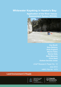 Whitewater Kayaking in Hawke’s Bay:  Application of the River Values