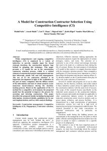 A Model for Construction Contractor Selection Using Competitive Intelligence (CI)