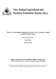 Paper presented at the 2008 NZARES Conference Scrutiny of Elite Theory