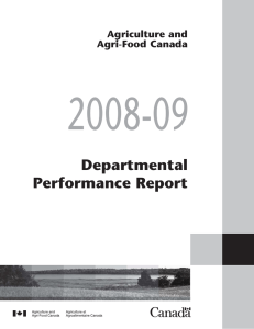 2008-09 Departmental Performance Report Agriculture and