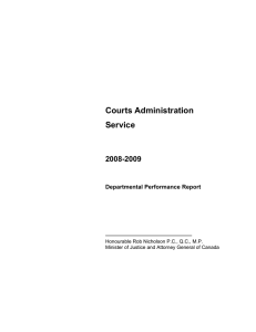 Courts Administration Service 2008-2009 Departmental Performance Report