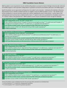 MBA Foundation Course Waivers