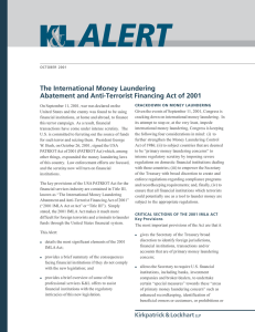 The International Money Laundering Abatement and Anti-Terrorist Financing Act of 2001