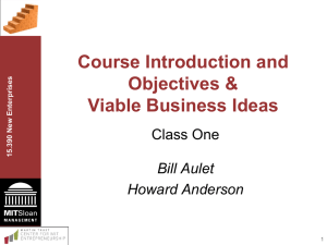 Course Introduction and Objectives &amp; Viable Business Ideas