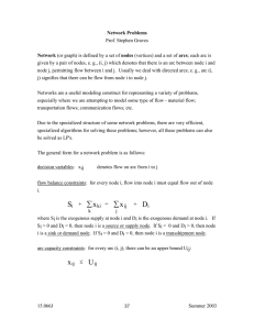 Network Problems Network Prof. Stephen Graves