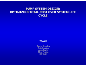 PUMP SYSTEM DESIGN: OPTIMIZING TOTAL COST OVER SYSTEM LIFE CYCLE TEAM 3
