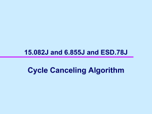Cycle Canceling Algorithm 15.082J and 6.855J and ESD.78J