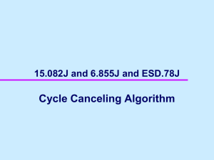 Cycle Canceling Algorithm 15.082J and 6.855J and ESD.78J