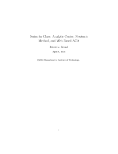 Notes  for  Class:  Analytic  Center, ... Method,  and  Web-Based  ACA