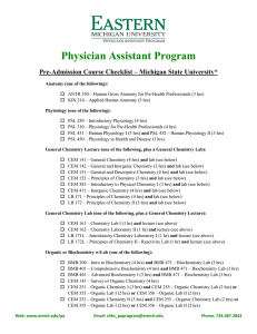 Physician Assistant Program Pre-Admission Course Checklist – Michigan State University*