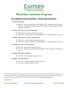 Physician Assistant Program  Pre-Admission Course Checklist – Wayne State University*