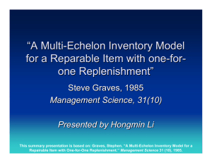 “ A Multi - Echelon Inventory Model