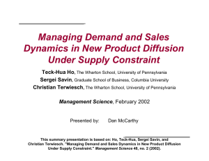 Managing Demand and Sales Dynamics in New Product Diffusion Under Supply Constraint