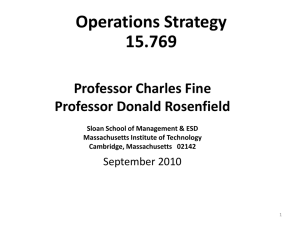 Operations Strategy 15.769 Professor Charles Fine Professor Donald Rosenfield
