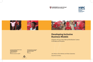 Developing Inclusive Business Models A Review of Coca-Cola's Manual Distribution Centers