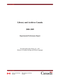 Library and Archives Canada 2008–2009 Departmental Performance Report