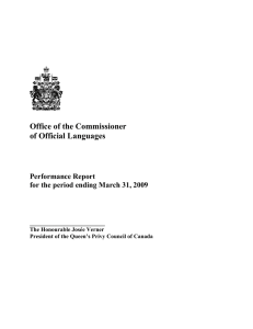 Office of the Commissioner of Official Languages Performance Report