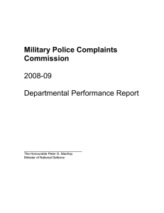 2008-09 Departmental Performance Report Military Police Complaints