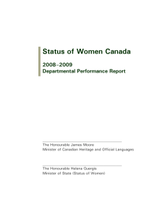 Status of Women Canada  2008–2009 Departmental Performance Report