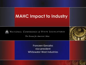 MAHC Impact to Industry Franceen Gonzales vice-president Whitewater West Industries