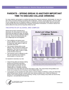 PARENTS – SPRING BREAK IS ANOTHER IMPORTANT