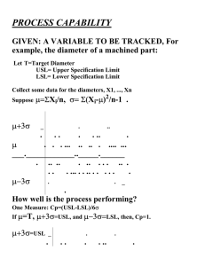 PROCESS CAPABILITY GIVEN: A VARIABLE TO BE TRACKED, For