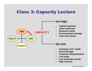 Class 3: Capacity Lecture CAPACITY too high: too low: