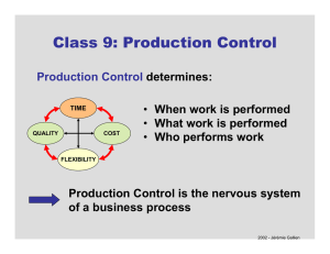 Class 9: Production Control When work is performed • Who performs work