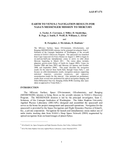 AAS 07-171  EARTH TO VENUS-1 NAVIGATION RESULTS FOR