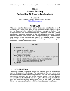 Stress Testing Embedded Software Applications ABSTRACT ESC-302